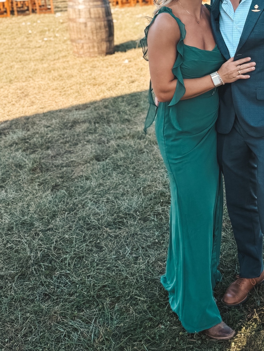 Azazie Dark Green Sweetheart Pleated Ruffle Chiffon Mermaid Dress